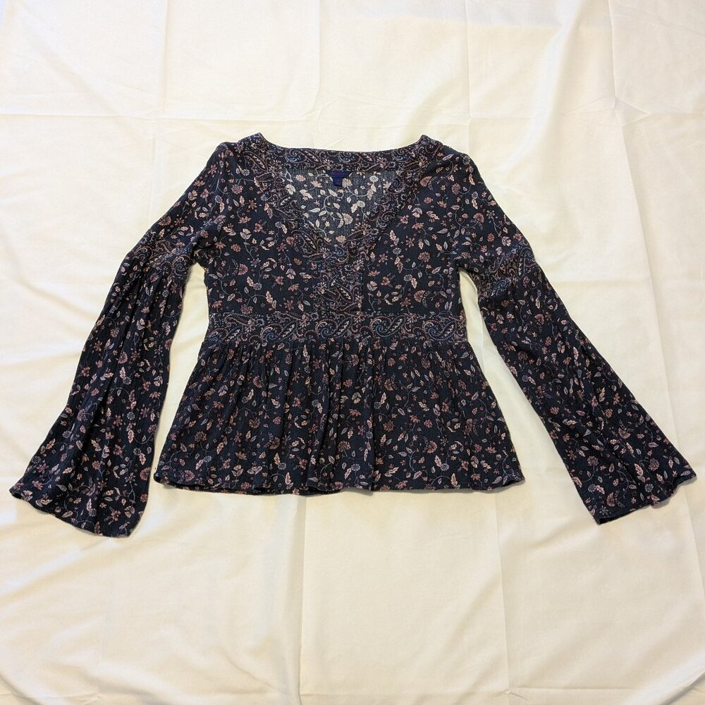 Aeropostale Boho Peasant Style Bell Sleeve Blouse